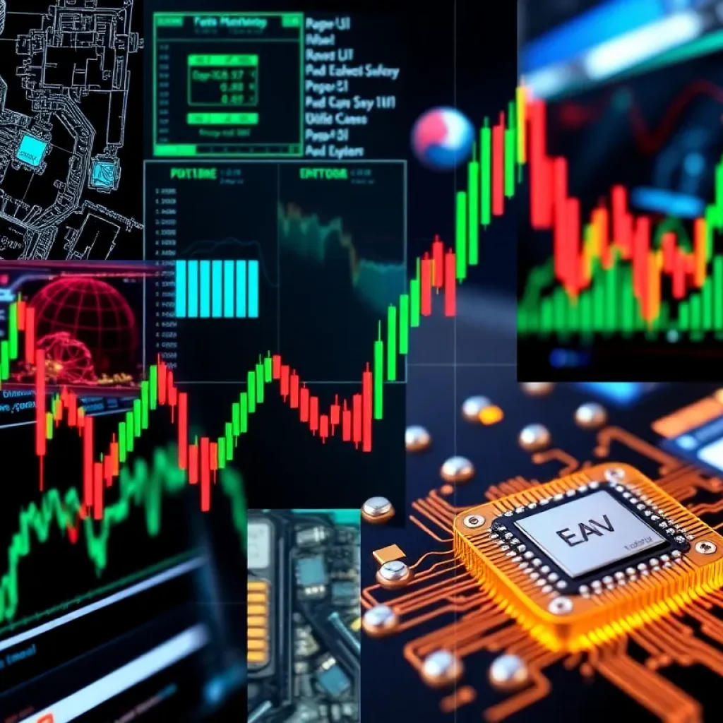 Collage of technology imagery related to Nasdaq 100 stocks