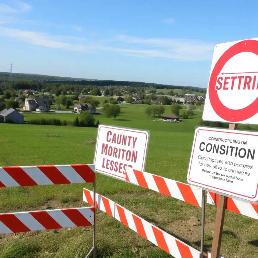 Construction site in Pulaski County with moratorium signs