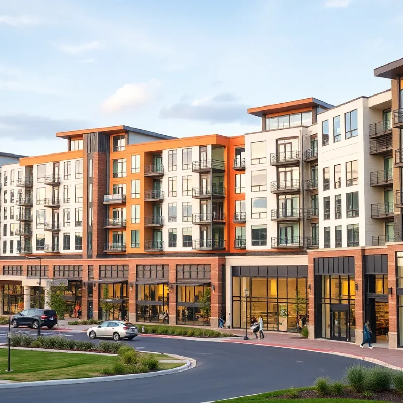 Architectural rendering of a mixed-use development in Rancho Cucamonga