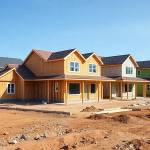 Construction site for single-family homes in the U.S.