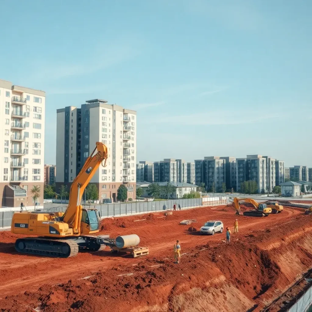 Construction site for sewer expansion in Tyler city.
