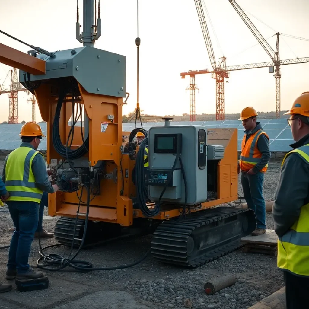X1 Kit retrofit installed on pile driver at a solar construction site