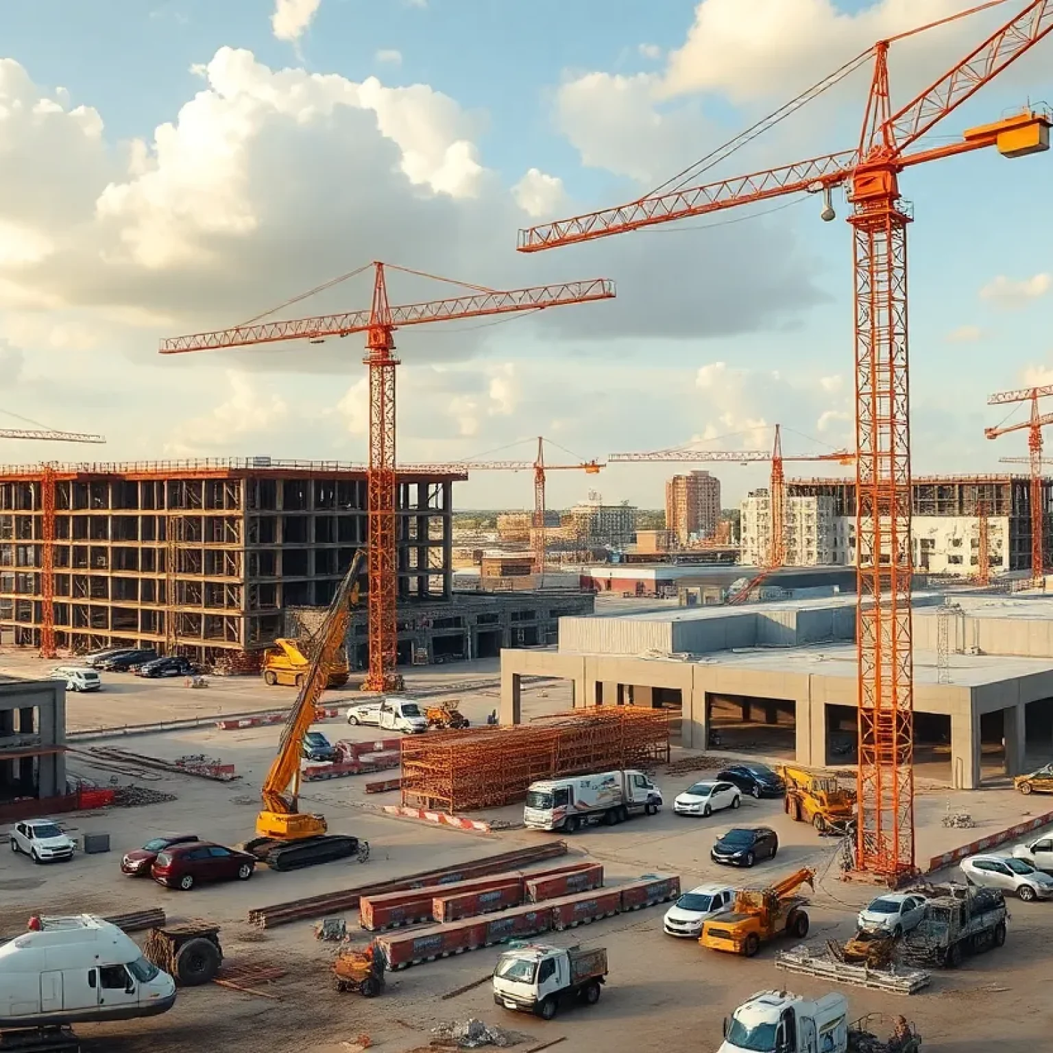 Construction site showing industrial buildings being developed in South Texas.