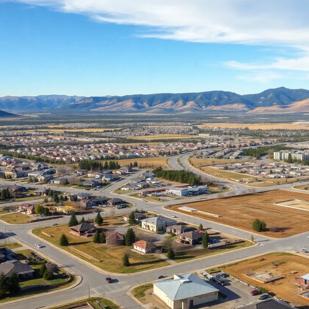 Urban scenery of Missoula with construction activity