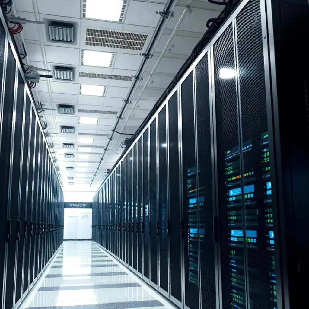 Interior view of Stargate AI infrastructure facility with servers