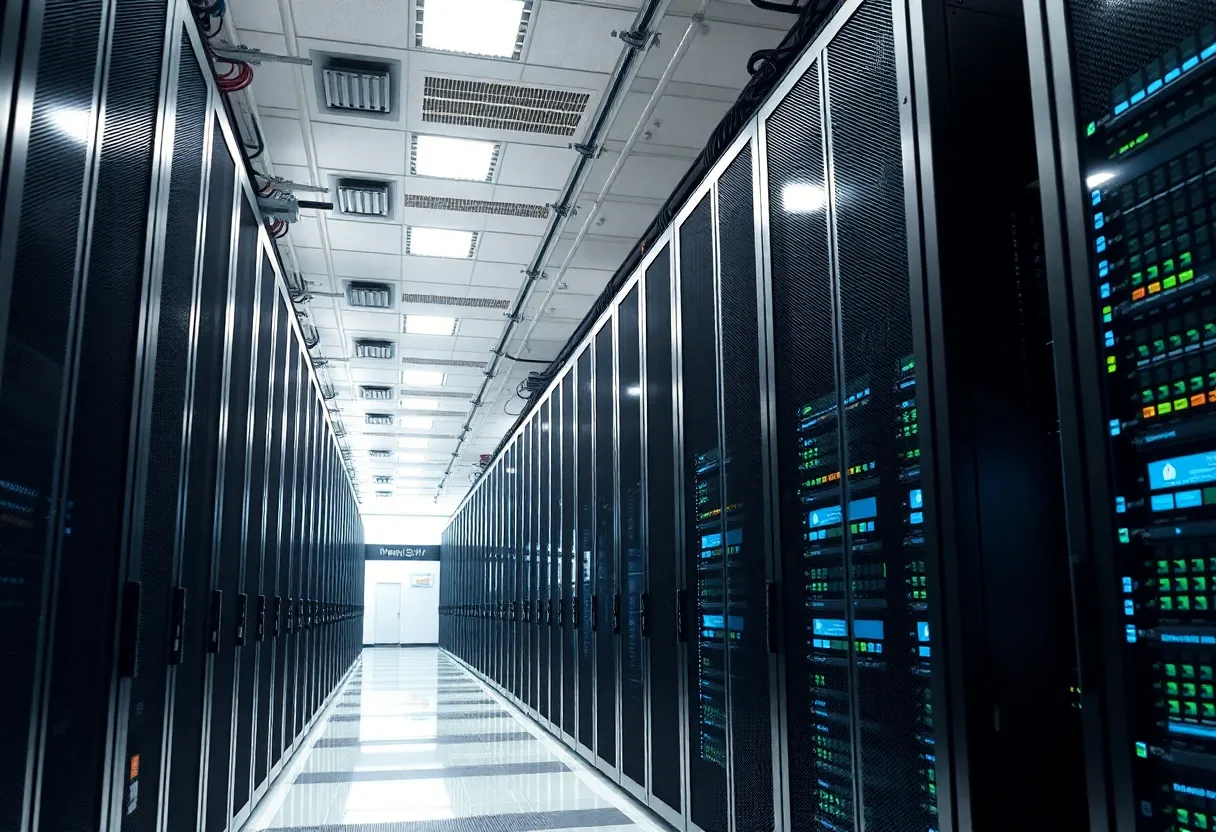 Interior view of Stargate AI infrastructure facility with servers