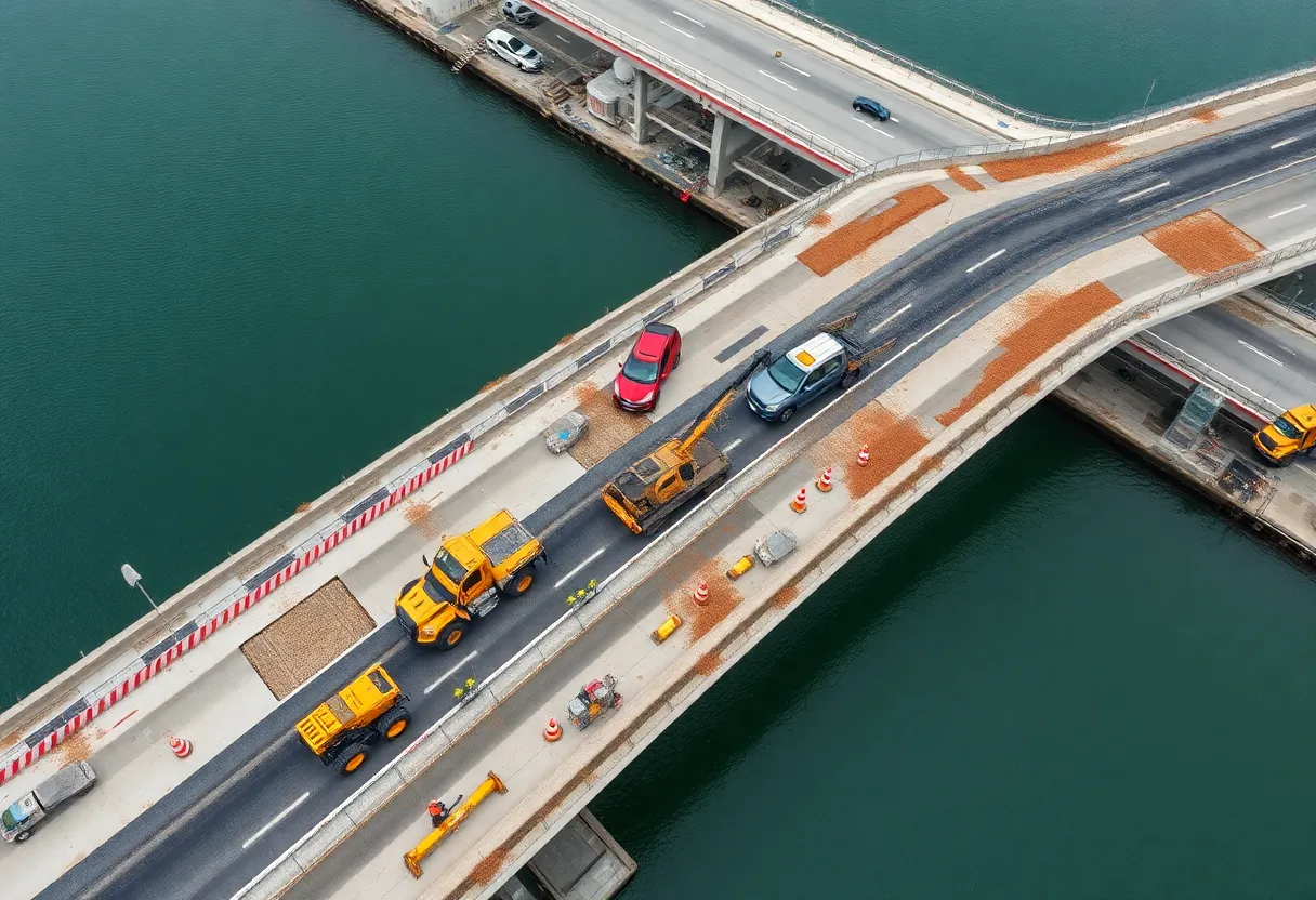 Construction of the US 90A bridge in Fort Bend County
