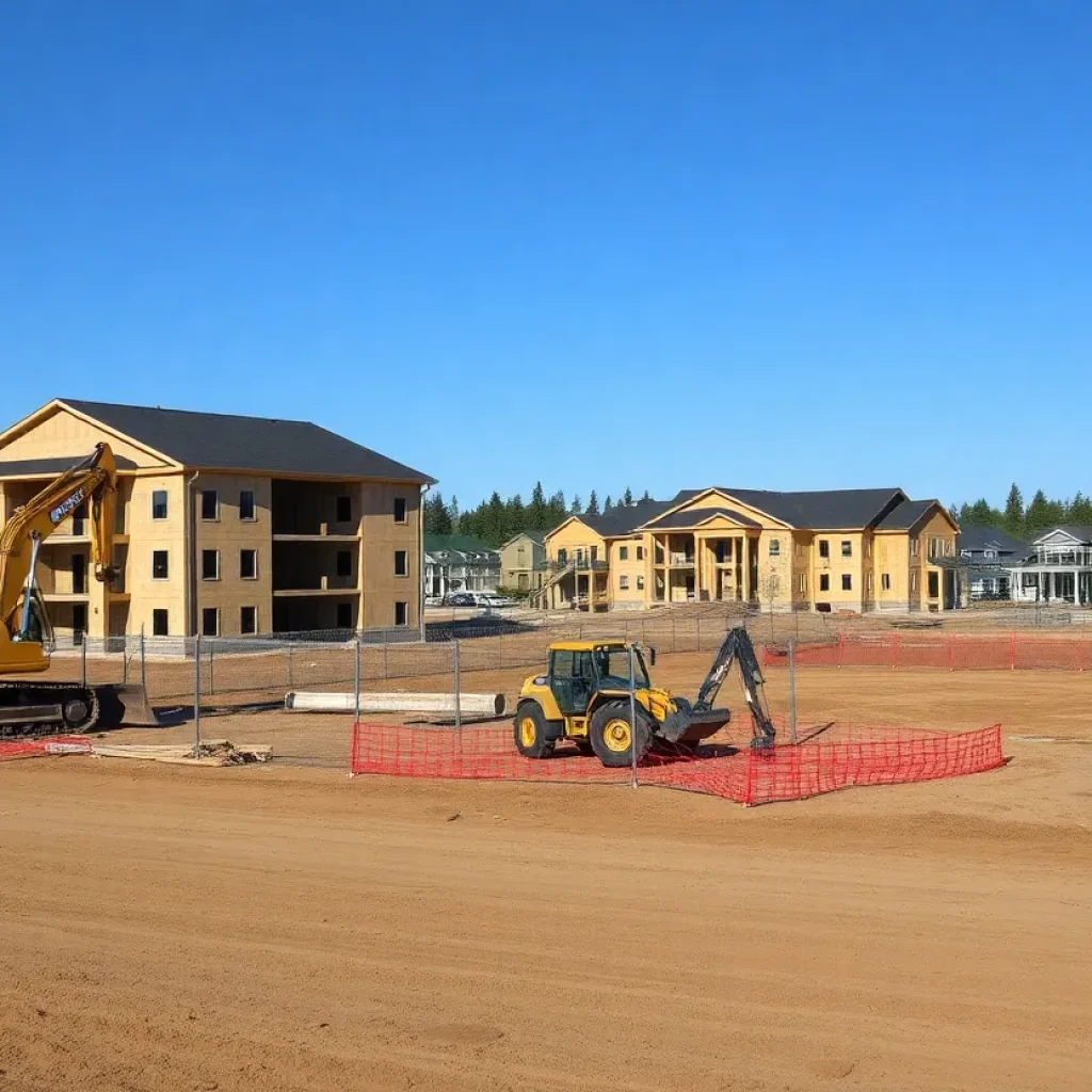 An empty construction site in Washington representing the decrease in residential building permits.