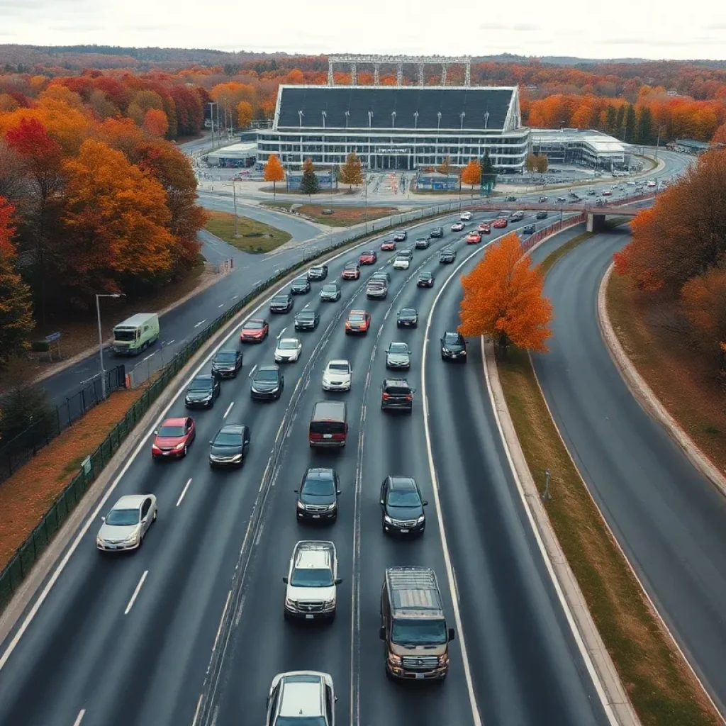 Traffic congestion on I-35 during Red River Rivalry game day