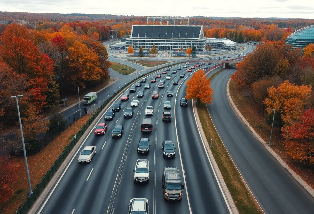Traffic congestion on I-35 during Red River Rivalry game day