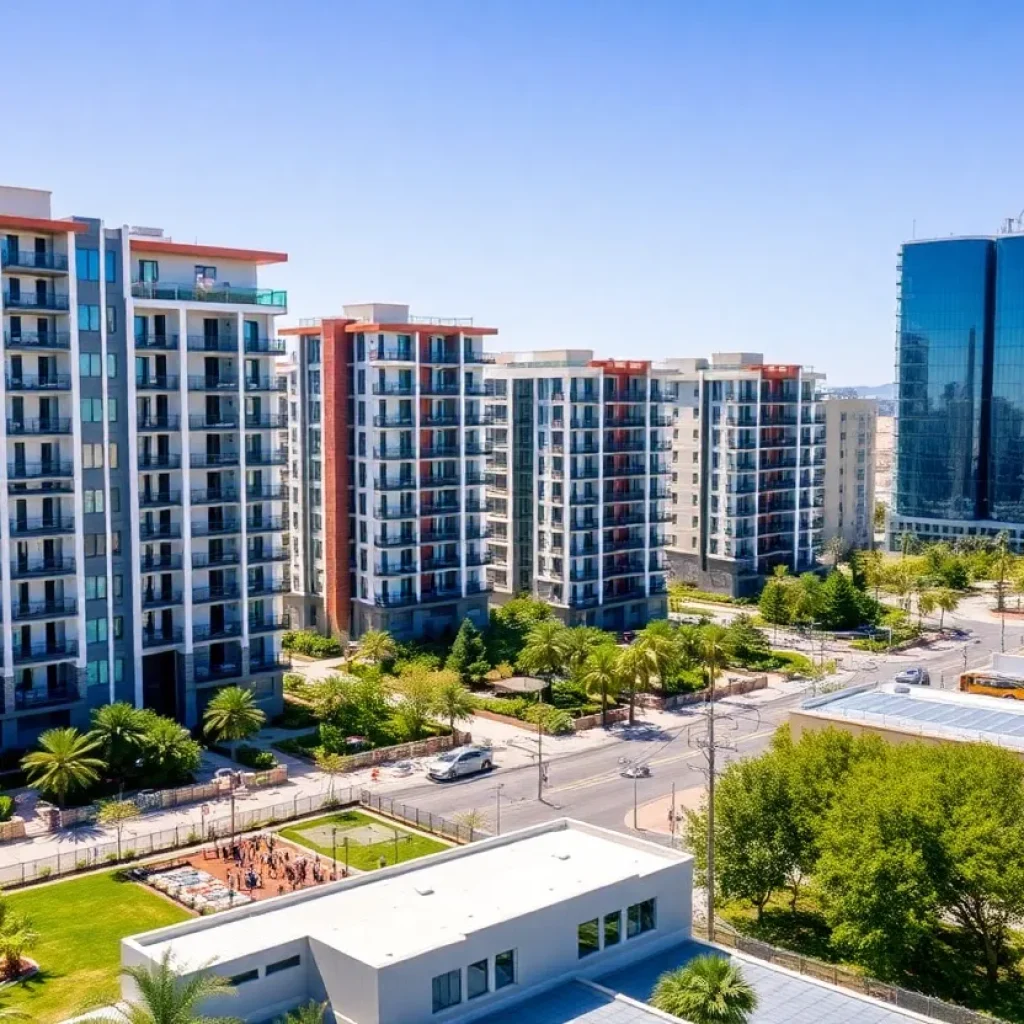 Newly developed residential buildings in San Diego