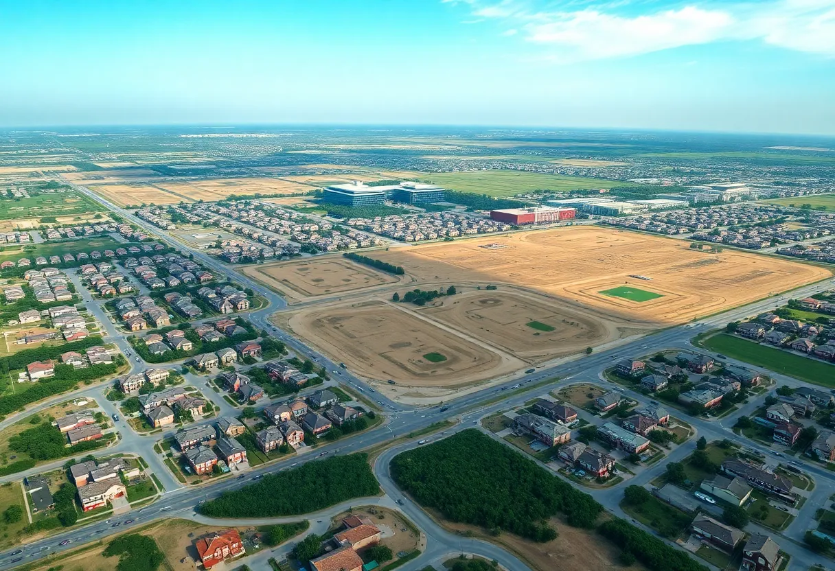 Aerial view of the Southeast San Antonio housing development site.