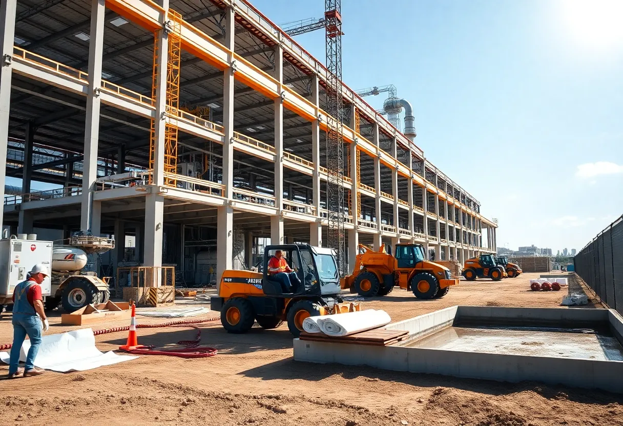 Construction of water treatment facility in Texas