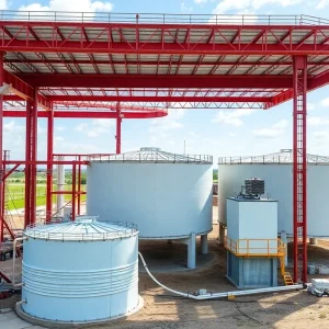 Construction of a water reclamation facility in San Marcos, Texas