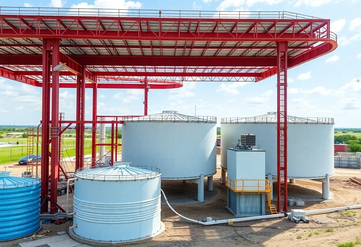 Construction of a water reclamation facility in San Marcos, Texas